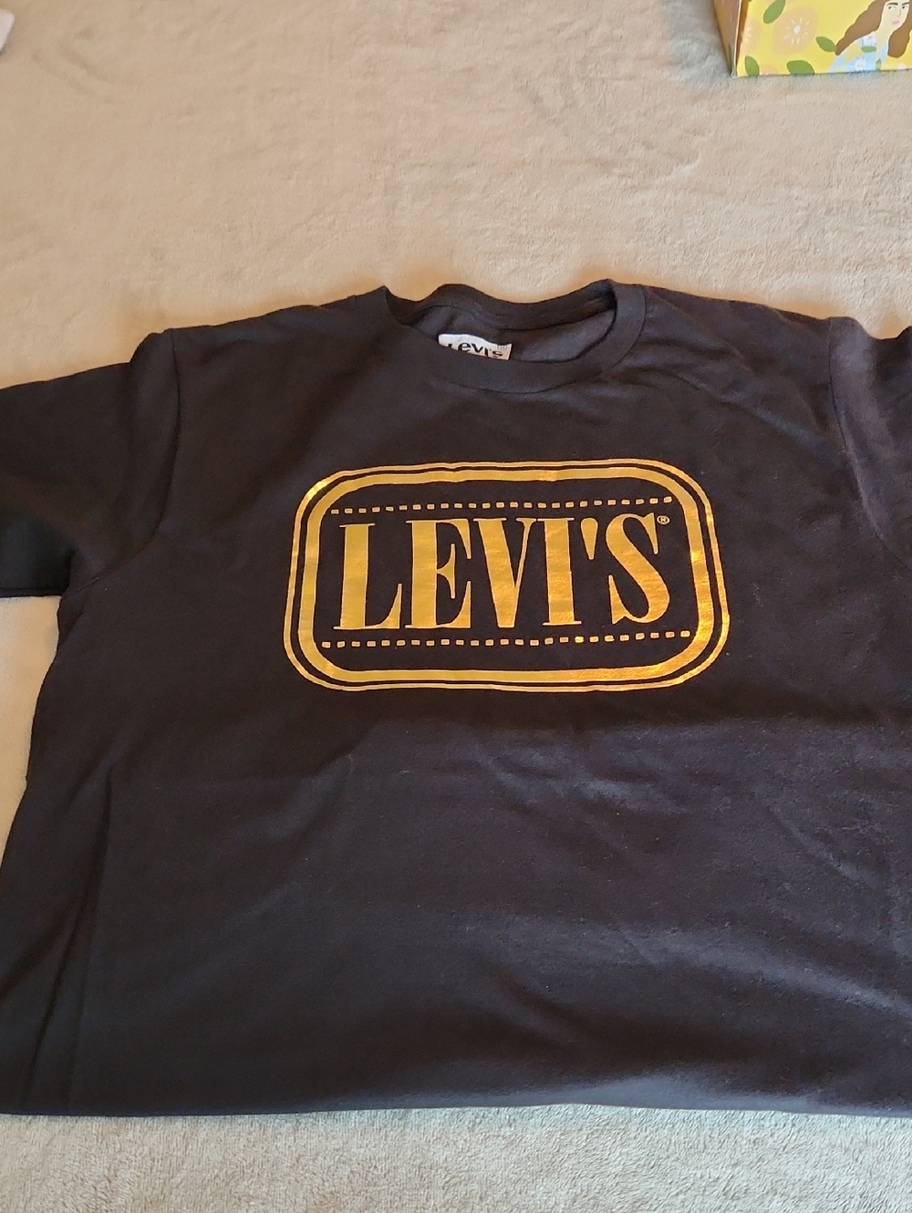 2 Levi's Black Tee's with Gold Logo